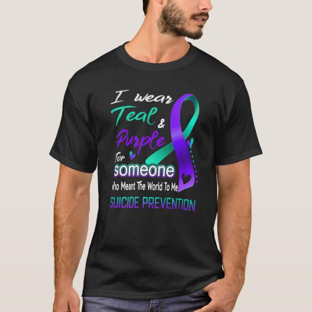 Camiseta Eu Visto Teal e Roxo para alguém que quer dizer o  (Frente)