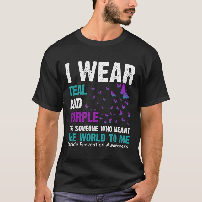 Camiseta Eu Visto Teal E Roxo Para Alguém Que Quer Dizer "w (Frente)