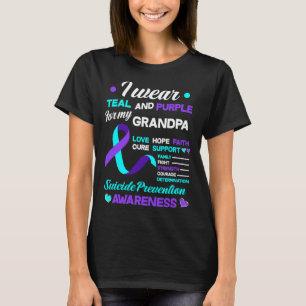 Camiseta Eu Visto Teal e Roxo Para Meu Avô Suicídio Anterio
