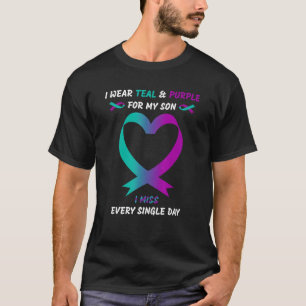 Camiseta Eu Visto Teal E Roxo Para Meu Filho Eu Sinto Falta