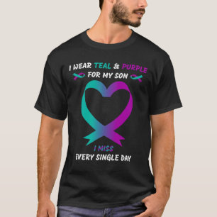 Camiseta Eu Visto Teal E Roxo Para Meu Filho Eu Sinto Falta