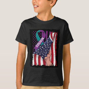 Camiseta Eu Visto Teal e Roxo Para Meu Primo Suicida Consci