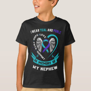Camiseta Eu Visto Teal E Roxo Para Meu Sobrinho Suicida