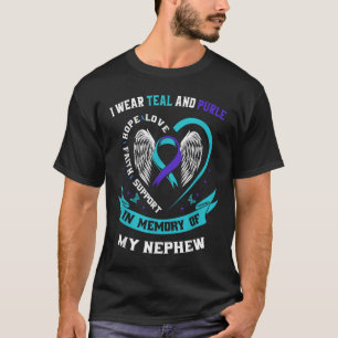 Camiseta Eu Visto Teal E Roxo Para Meu Sobrinho Suicida