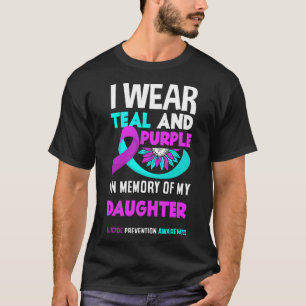 Camiseta Eu Visto Teal E Roxo Para Minha Filha Suicida Ante