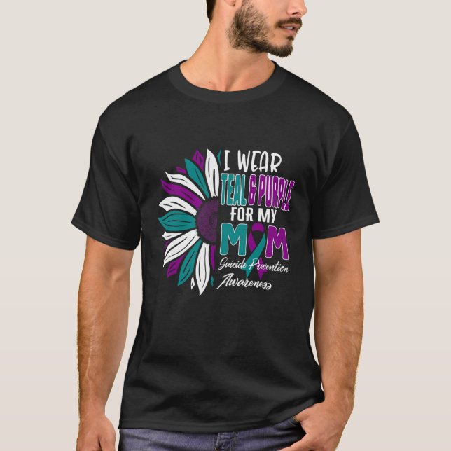 Camiseta Eu Visto Teal E Roxo Para Minha Mãe, Suicídio Prev (Frente)