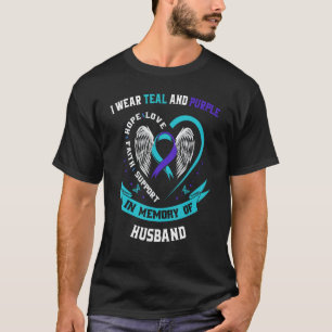 Camiseta Eu Visto Teal e Roxo Para O Marido Suicida Awarene