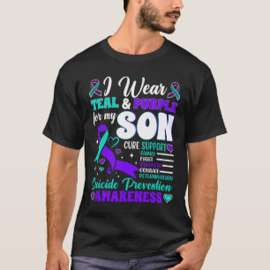 Camiseta Eu Visto Teal E Roxo Para O Meu Filho Suicida Prev
