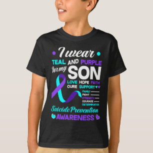 Camiseta Eu Visto Teal E Roxo Para O Meu Filho Suicida Prev