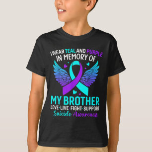 Camiseta Eu Visto Teal E Roxo Para O Meu Irmão Suicida Ante
