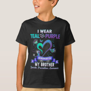 Camiseta Eu Visto Teal E Roxo Para O Meu Irmão Suicida Ante