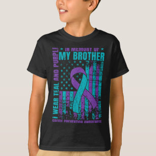 Camiseta Eu Visto Teal E Roxo Para O Meu Irmão Suicida Ante