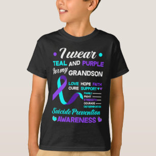 Camiseta Eu Visto Teal E Roxo Para O Meu Neto Suicídio Ante