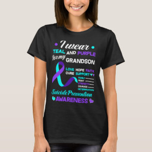 Camiseta Eu Visto Teal E Roxo Para O Meu Neto Suicídio Ante