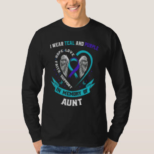Camiseta Eu Visto Teal e Roxo Pela Minha Tia Suicida Awaren