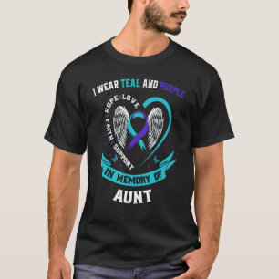 Camiseta Eu Visto Teal e Roxo Pela Minha Tia Suicida Awaren