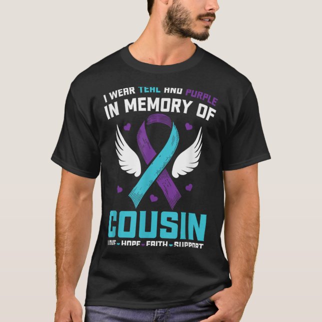 Camiseta Eu Visto Teal E Roxo Pelo Meu Conscientes De Suicí (Frente)
