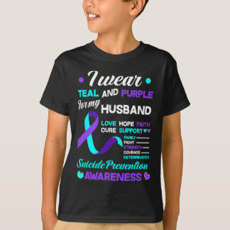 Camiseta Eu Visto Teal e Roxo Pelo Meu Marido Suicídio Ante