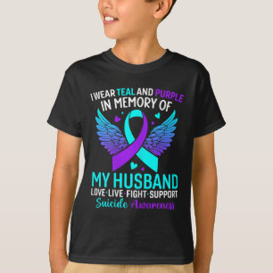 Camiseta Eu Visto Teal E Roxo Pelo Meu Suicídio Do Marido A