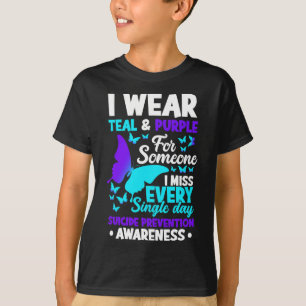 Camiseta Eu Visto Teal E Roxo Por Alguém Que Sinto Falta De