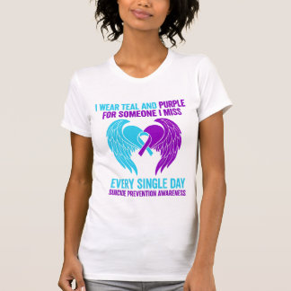 Camiseta Eu Visto Teal e Roxo por Alguém Suicida Awarene