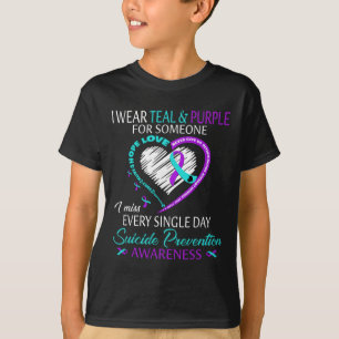 Camiseta Eu Visto Teal E Roxo Por Alguém Suicídio Cardíaco