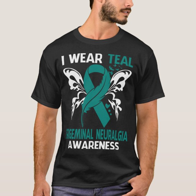 Camiseta Eu Visto Teal Para A Consciência da NEURALGIA TRIG (Frente)
