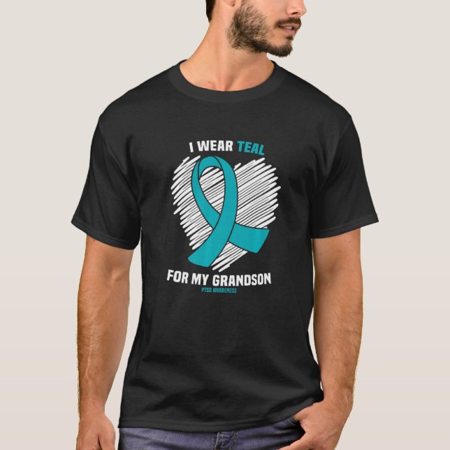 Camiseta Eu Visto Teal Para A Consciência Do Meu Avô. (Frente)