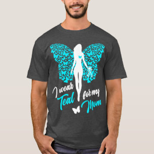 Camiseta Eu Visto Teal Para A Minha Mãe Câncer de ovário Ce