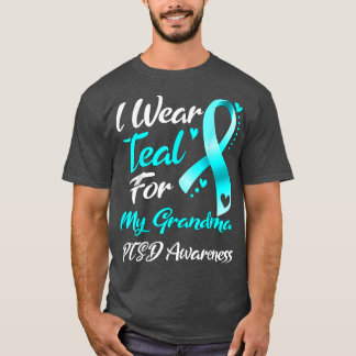 Camiseta Eu Visto Teal Para A Minha Vovó TEPT Sensibilizaçã