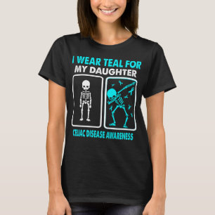 Camiseta Eu Visto Teal Para Minha Doença Filha De CELIAC