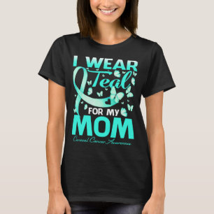 Camiseta Eu Visto Teal Para Minha Mãe Consciência Do Cancer