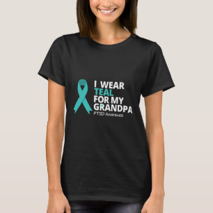Camiseta Eu Visto Teal Para O Meu Vovô Ptsd Teal Ribbon War