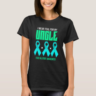 Camiseta Eu Visto Teal Para Tio Comida Alergia Mês de Consc