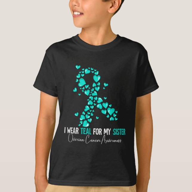 Camiseta Eu Visto Teal Pela Consciência Do Câncer de ovário (Frente)
