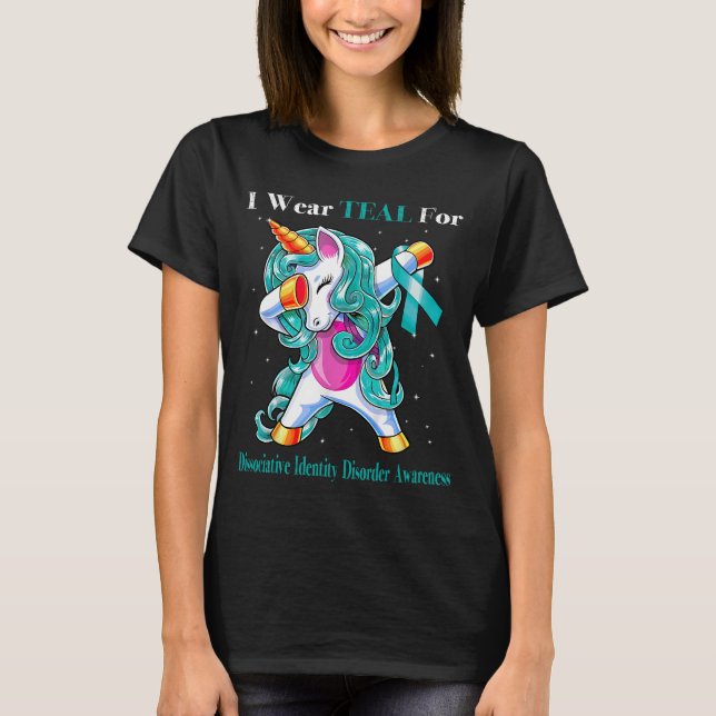 Camiseta Eu Visto Teal Por Distúrbio De Identidade Dissociá (Frente)