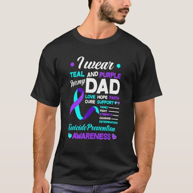 Camiseta Eu Visto Teal & Purple Para A Minha Prevenção Ao S (Frente)