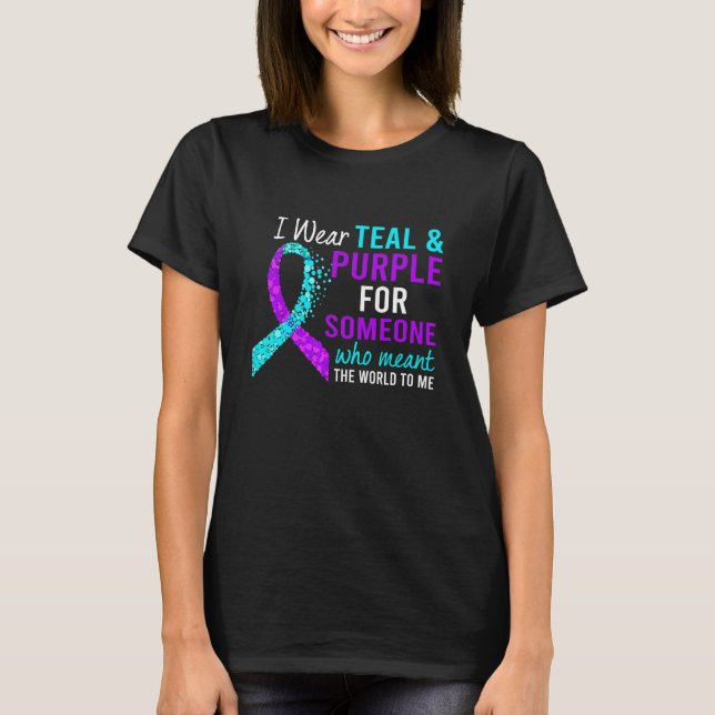 Camiseta Eu Visto Teal & Purple Para A Prevenção Ao Suicídi (Frente)