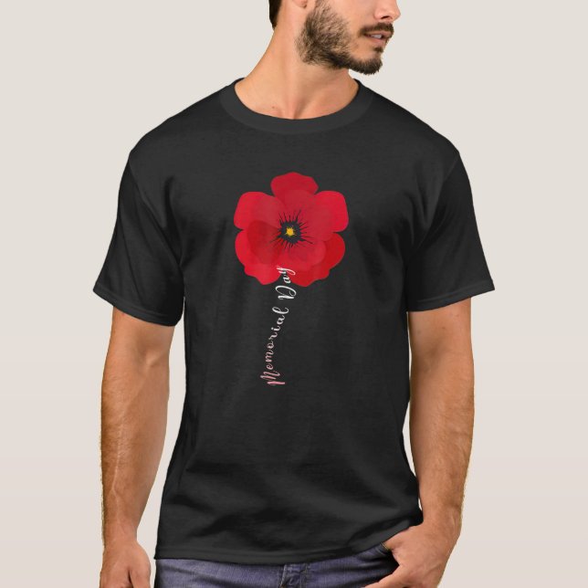 Camiseta Eu Visto Um Veterano Do Dia De Memória Da Flor (Frente)
