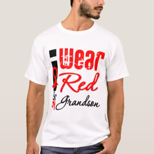 Camiseta Eu visto uma fita vermelha para meu neto