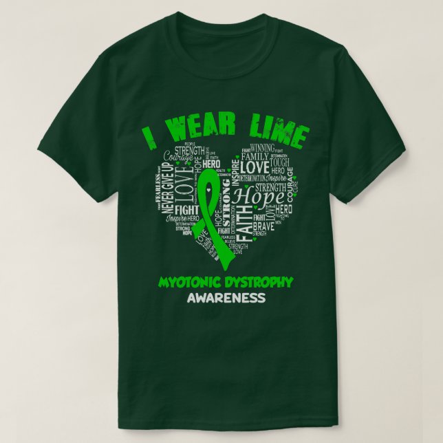 Camiseta Eu Visto Verde limão Para A Consciência Da Distrof (Frente do Design)