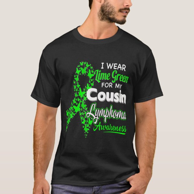 Camiseta Eu Visto Verde limão Para Meu Primo - Linfoma Awar (Frente)