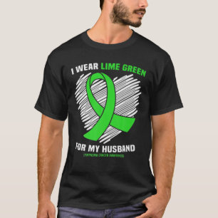 Camiseta Eu Visto Verde limão Para O Meu Linfoma Do Marido