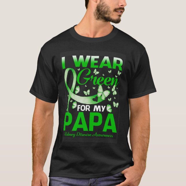 Camiseta Eu Visto Verde Para A Consciência Da Doença Dos Ri (Frente)