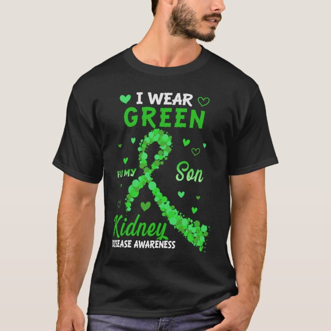 Camiseta Eu Visto Verde Para A Consciência Da Doença Dos Ri (Frente)