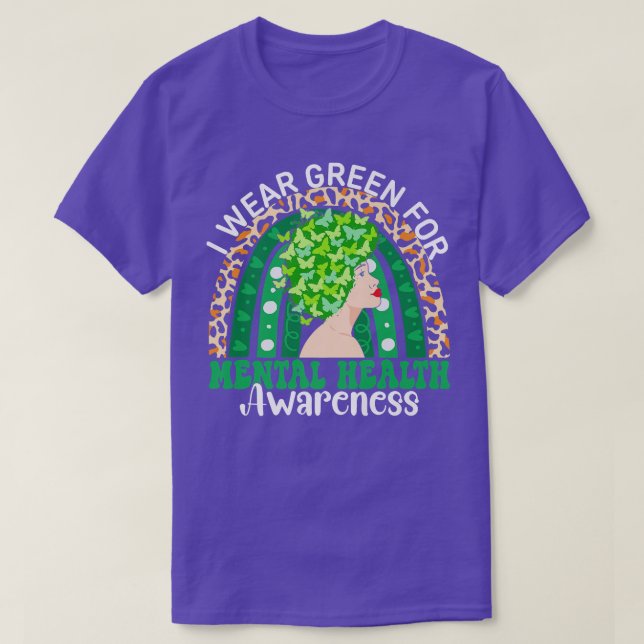 Camiseta Eu Visto Verde Para A Consciência Da Saúde Mental  (Frente do Design)