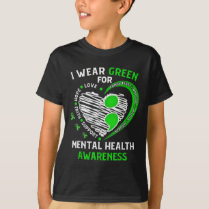 Camiseta Eu Visto Verde Para A Consciência Mental Da Saúde