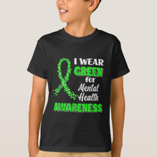 Camiseta Eu Visto Verde Para A Consciência Mental Da Saúde