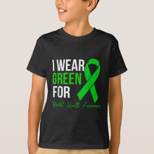 Camiseta Eu Visto Verde Para A Consciência Mental Da Saúde