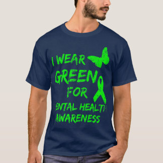 Camiseta Eu Visto Verde Para A Consciência Mental Dis Mês